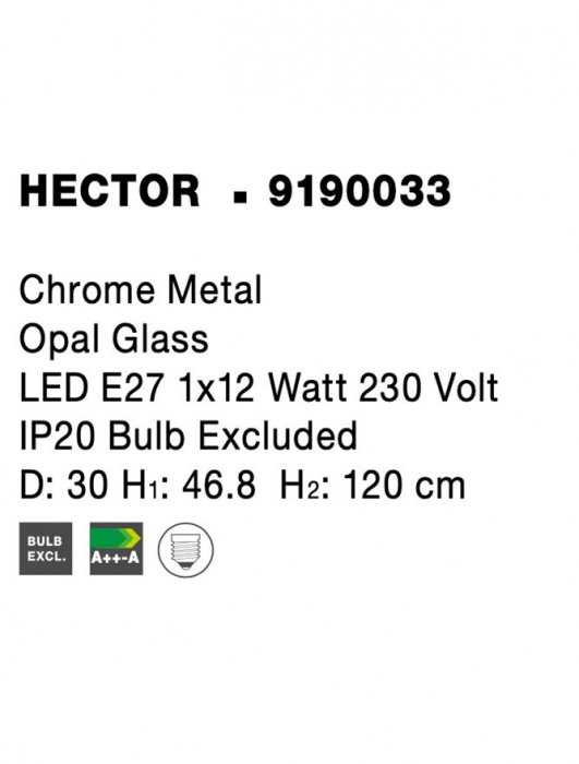 Pendul HECTOR Nova Luce 9190033 1xE27 IP20 Chrome [5]