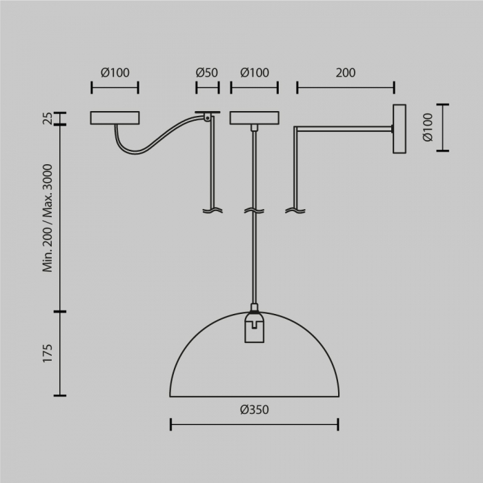 Pendul Maytoni Basic colors MOD168PL-01BG E27 1x40W -  Metal Grey IP20 [5]