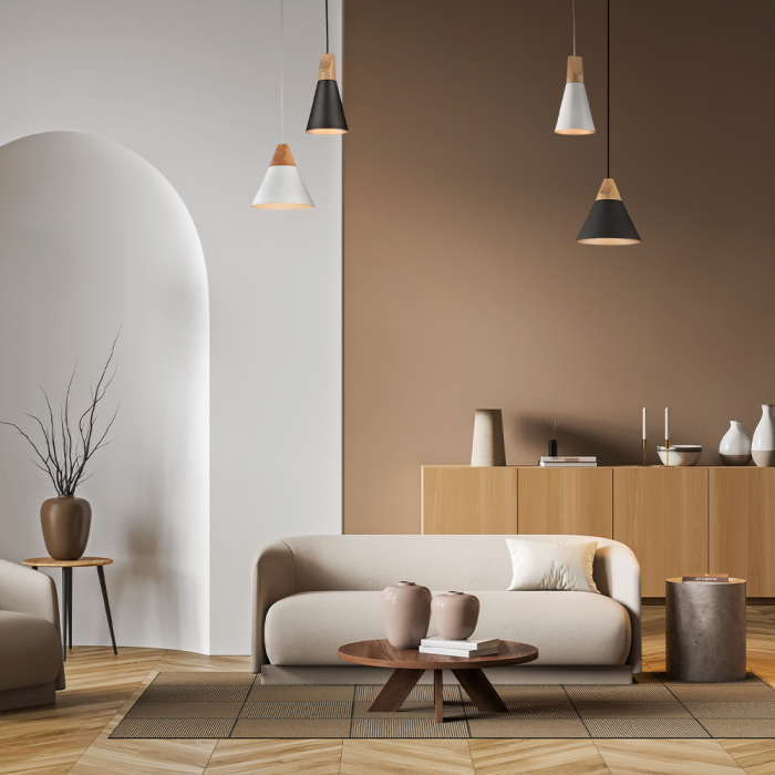 Pendul Maytoni Bicones P359-PL-140-C E27 1x60W -  Metal/Wood Grey/Brass IP20 [2]