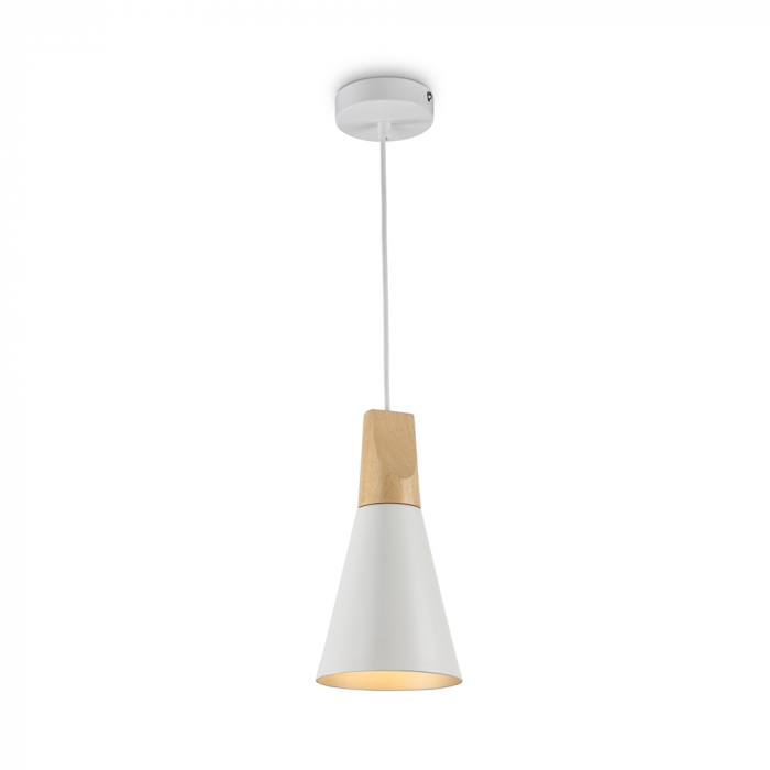 Pendul Maytoni Bicones P359-PL-140-W E27 1x60W -  Metal/Wood White/Brass IP20 [4]