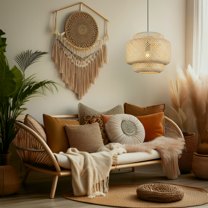 Pendul Milagro Hestia E27 1xE27   230V Black Metal & Bambus IP20 [3]