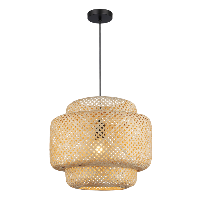 Pendul Milagro Hestia E27 1xE27   230V Black Metal & Bambus IP20 [6]