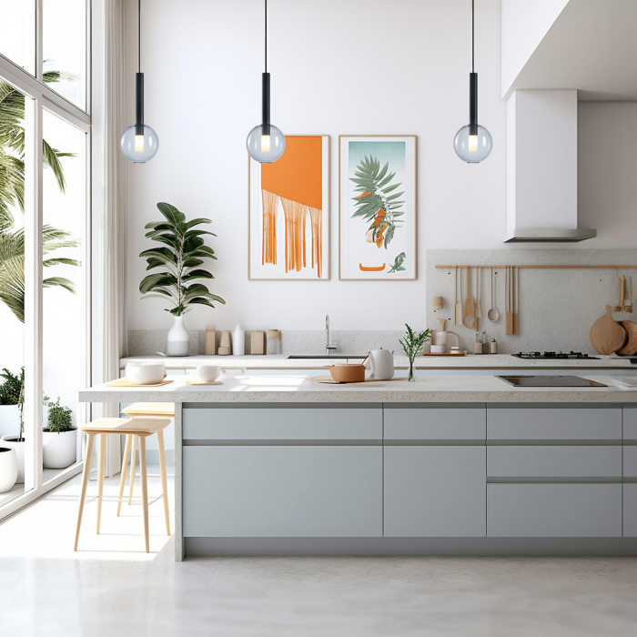 Pendul Milagro Niko  1xG9 max 9W   230V/50Hz Black Metal & Sticla IP20 [3]