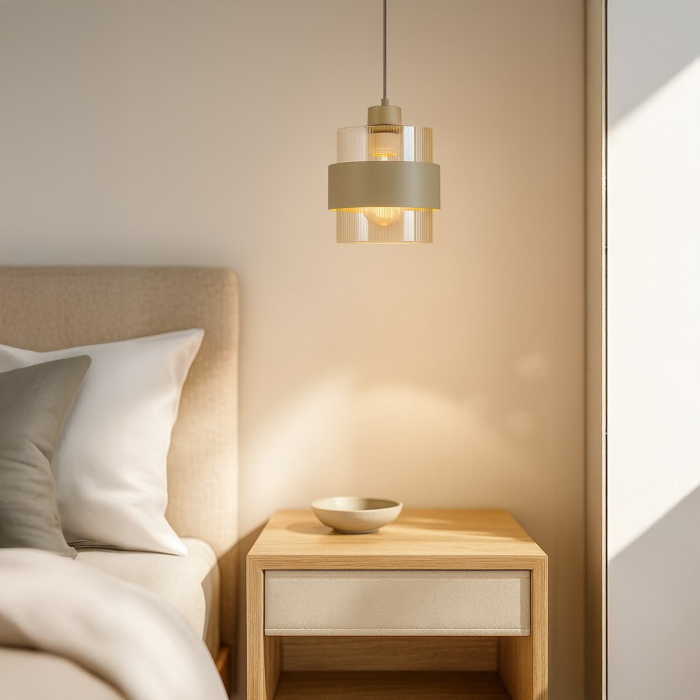 Pendul  Milagro Valentino E27 E27 max 15W   230V Beige Metal & Sticlă IP20 [3]