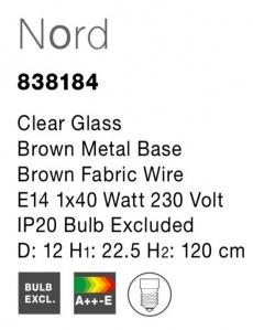 Pendul NORD Nova Luce 838184 1xE14 IP20 Brown [4]