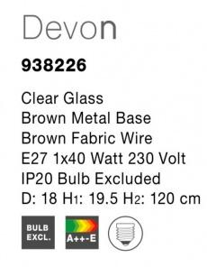 Pendul NORD Nova Luce 938226 1xE14 IP20 Brown [4]