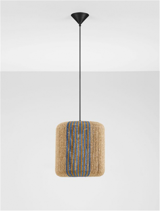 Pendul Nova Luce ABBY 9586604 Natural, Blue & Yellow Rope Sandy Black Steel Base E27 1x12W IP20 [3]