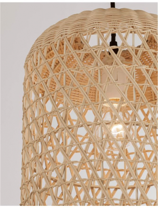 Pendul Nova Luce AURORA E27 1x12W   Natural Rattan Black Fabric Wire & Base  IP20 [5]
