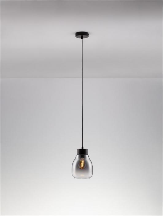 Pendul Nova Luce BLAKU 9009270 E27 1x12W    Gradient Smoke Glass & Black Metal   IP20 [4]