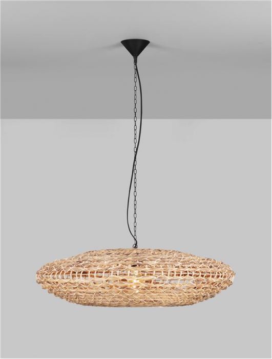 Pendul Nova Luce BOLA 9586522 E27 1x12W    Dried Water Hyacinth Black Fabric W ire & Base   IP20 [3]