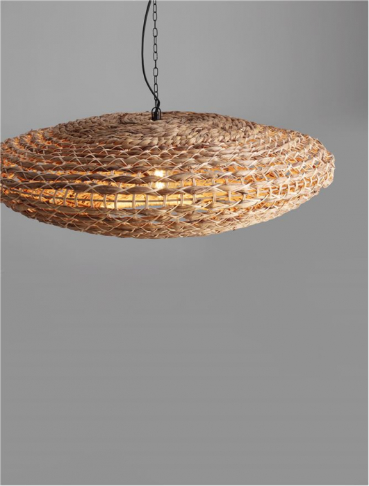 Pendul Nova Luce BOLA 9586522 E27 1x12W    Dried Water Hyacinth Black Fabric W ire & Base   IP20 [4]