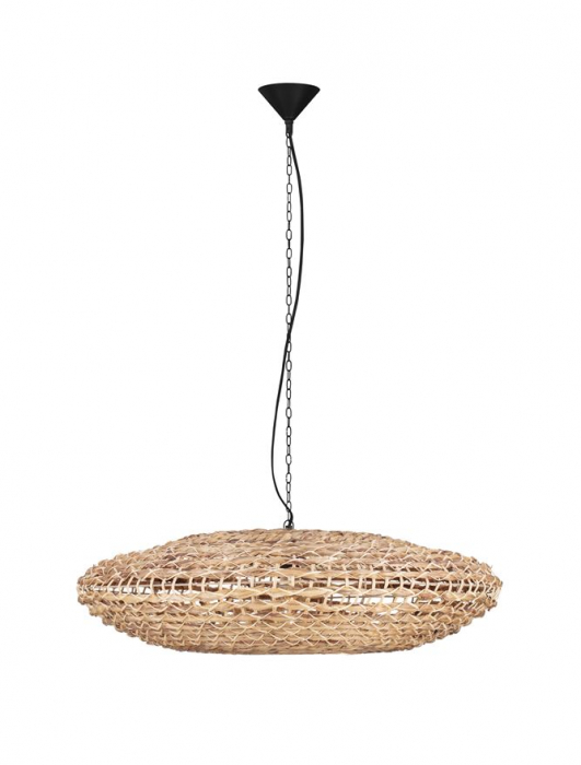 Pendul Nova Luce BOLA 9586522 E27 1x12W    Dried Water Hyacinth Black Fabric W ire & Base   IP20 [2]