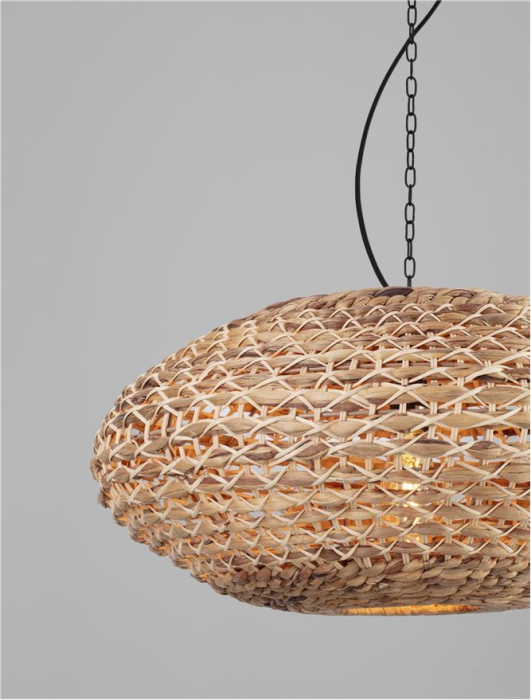Pendul Nova Luce BOLA 9586523 E27 1x12W    Dried Water Hyacinth Black Fabric W ire & Base   IP20 [6]