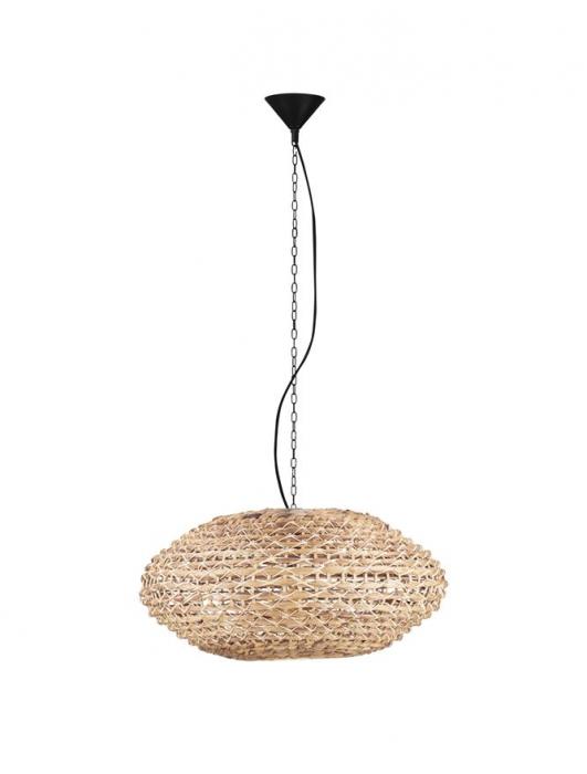 Pendul Nova Luce BOLA 9586523 E27 1x12W    Dried Water Hyacinth Black Fabric W ire & Base   IP20 [2]