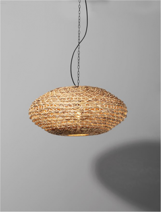 Pendul Nova Luce BOLA 9586523 E27 1x12W    Dried Water Hyacinth Black Fabric W ire & Base   IP20 [5]