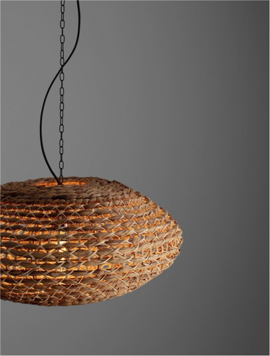 Pendul Nova Luce BOLA 9586523 E27 1x12W    Dried Water Hyacinth Black Fabric W ire & Base   IP20 [4]