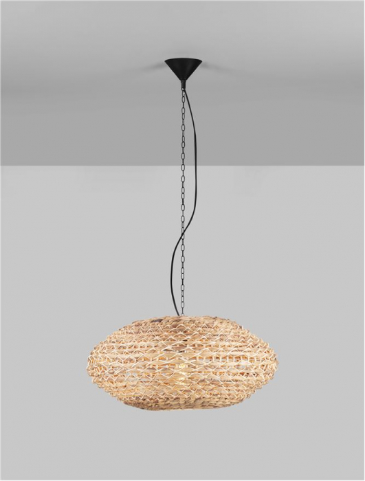 Pendul Nova Luce BOLA 9586523 E27 1x12W    Dried Water Hyacinth Black Fabric W ire & Base   IP20 [3]