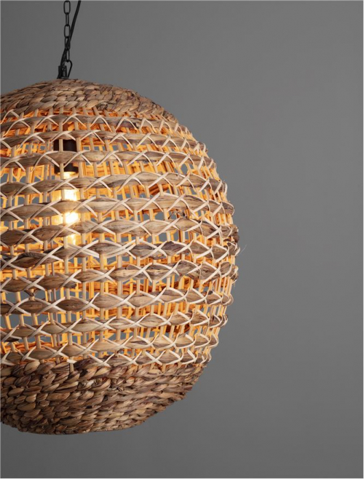 Pendul Nova Luce BOLA 9586524 E27 1x12W    Dried Water Hyacinth Black Fabric W ire & Base   IP20 [7]