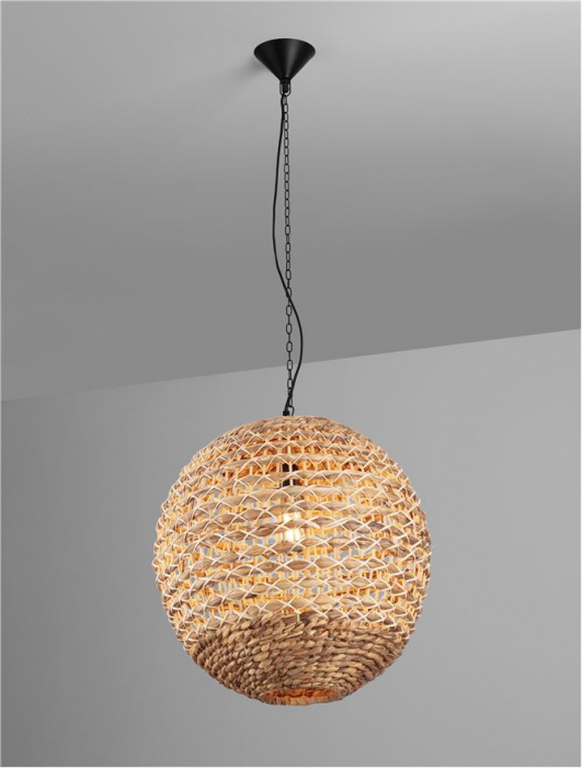 Pendul Nova Luce BOLA 9586524 E27 1x12W    Dried Water Hyacinth Black Fabric W ire & Base   IP20 [5]