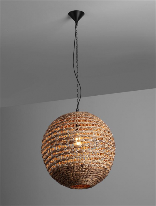 Pendul Nova Luce BOLA 9586524 E27 1x12W    Dried Water Hyacinth Black Fabric W ire & Base   IP20 [4]