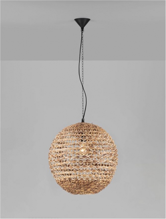 Pendul Nova Luce BOLA 9586524 E27 1x12W    Dried Water Hyacinth Black Fabric W ire & Base   IP20 [3]