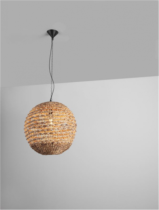 Pendul Nova Luce BOLA 9586524 E27 1x12W    Dried Water Hyacinth Black Fabric W ire & Base   IP20 [8]
