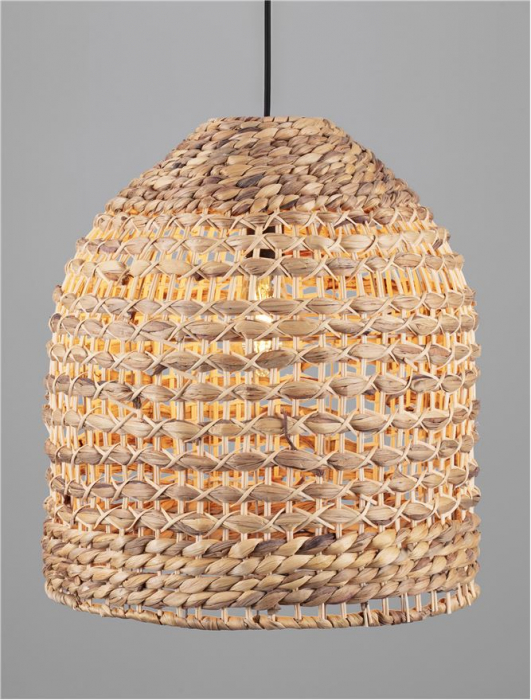 Pendul Nova Luce BOLA 9586525 E27 1x12W    Dried Water Hyacinth Black Fabric W ire & Base   IP20 [4]