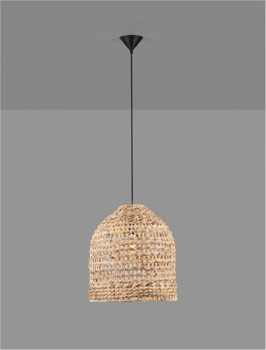 Pendul Nova Luce BOLA 9586525 E27 1x12W    Dried Water Hyacinth Black Fabric W ire & Base   IP20 [3]