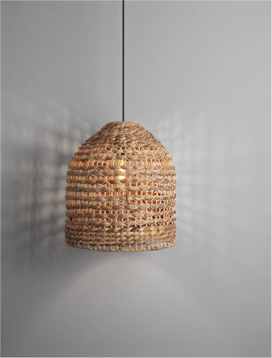 Pendul Nova Luce BOLA 9586525 E27 1x12W    Dried Water Hyacinth Black Fabric W ire & Base   IP20 [7]