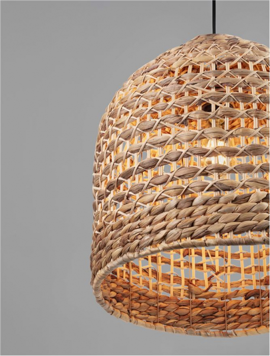 Pendul Nova Luce BOLA 9586525 E27 1x12W    Dried Water Hyacinth Black Fabric W ire & Base   IP20 [6]
