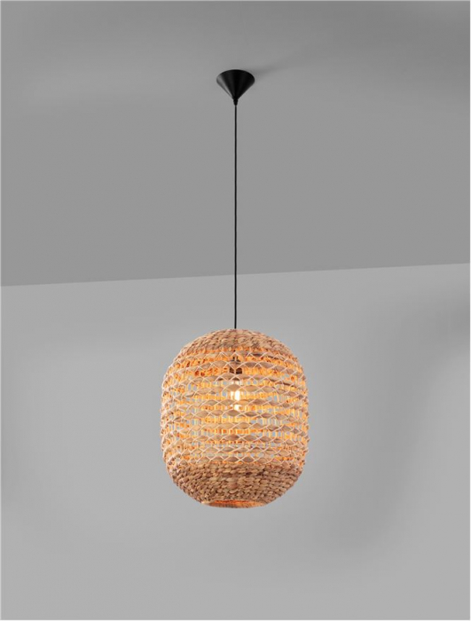 Pendul Nova Luce BOLA 9586526 E27 1x12W    Dried Water Hyacinth Black Fabric W ire & Base   IP20 [6]