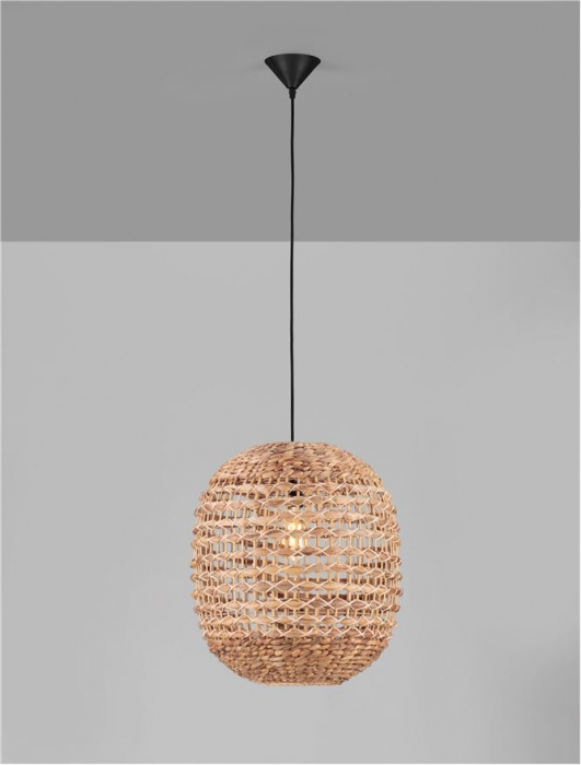 Pendul Nova Luce BOLA 9586526 E27 1x12W    Dried Water Hyacinth Black Fabric W ire & Base   IP20 [8]
