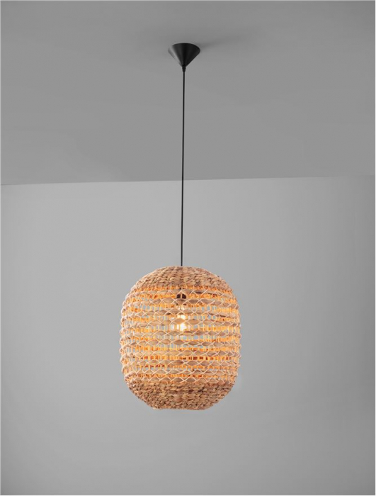 Pendul Nova Luce BOLA 9586526 E27 1x12W    Dried Water Hyacinth Black Fabric W ire & Base   IP20 [5]