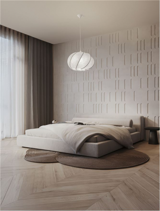 Pendul Nova Luce BORA 9586617 Artificial Silk & Sandy White Metal Base E27 1x12W IP20 [2]