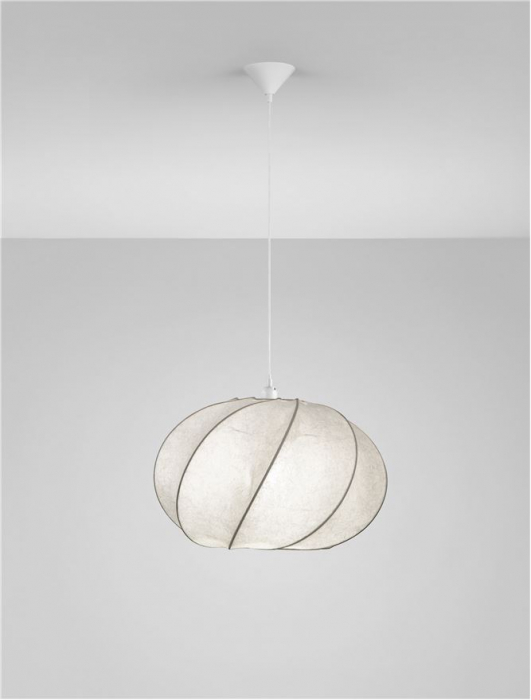 Pendul Nova Luce BORA 9586617 Artificial Silk & Sandy White Metal Base E27 1x12W IP20 [4]