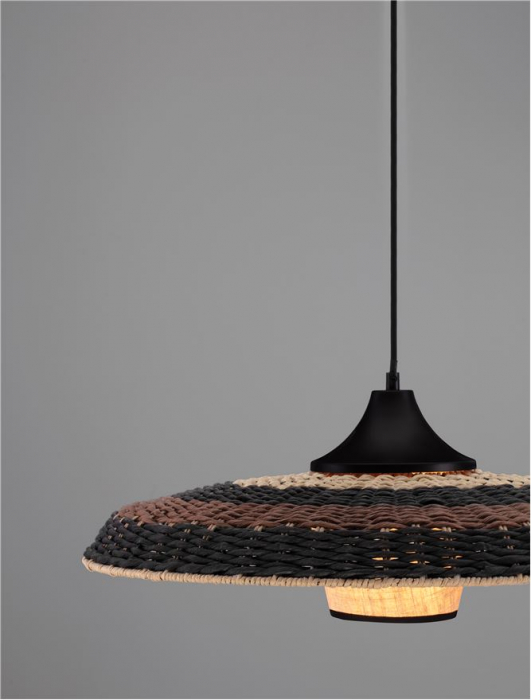 Pendul Nova Luce CAPA 9586519 E27 1x12W    Colourful Natural Rattan Black & BroW n Black Fabric W ire & Base   IP20 [5]