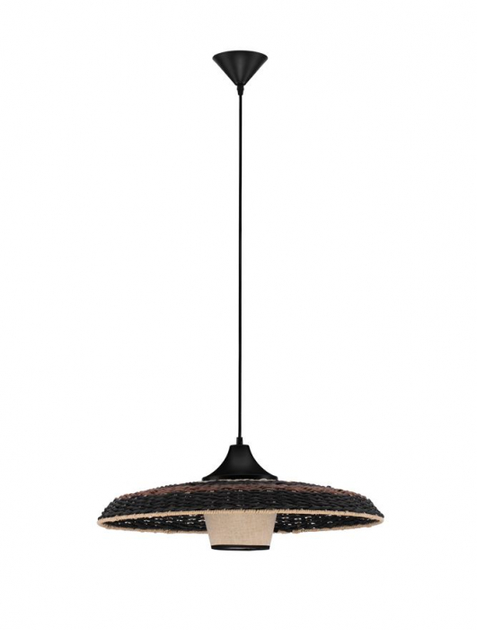 Pendul Nova Luce CAPA 9586519 E27 1x12W    Colourful Natural Rattan Black & BroW n Black Fabric W ire & Base   IP20 [2]