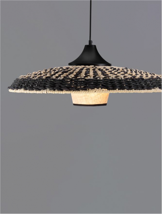 Pendul Nova Luce CAPA 9586520 E27 1x12W    Colorful Natural Rattan Black Fabric W ire & Base   IP20 [4]