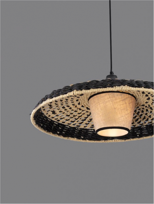 Pendul Nova Luce CAPA 9586520 E27 1x12W    Colorful Natural Rattan Black Fabric W ire & Base   IP20 [6]