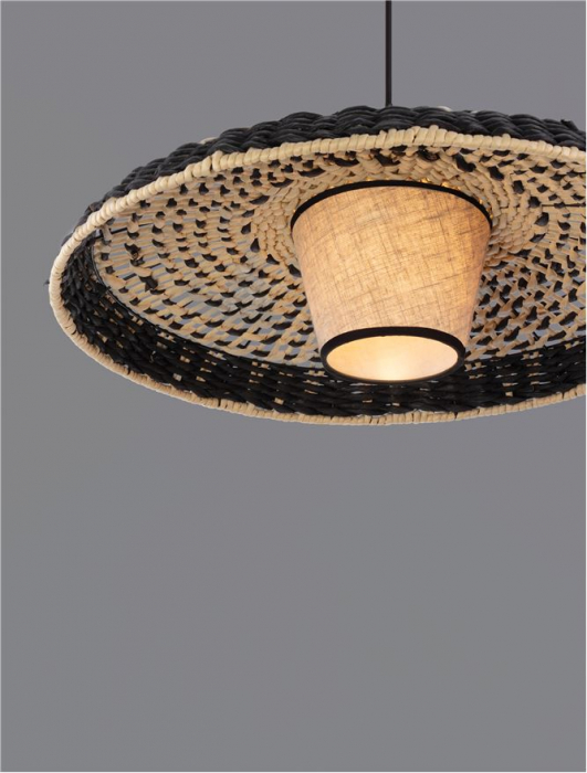 Pendul Nova Luce CAPA 9586520 E27 1x12W    Colorful Natural Rattan Black Fabric W ire & Base   IP20 [5]