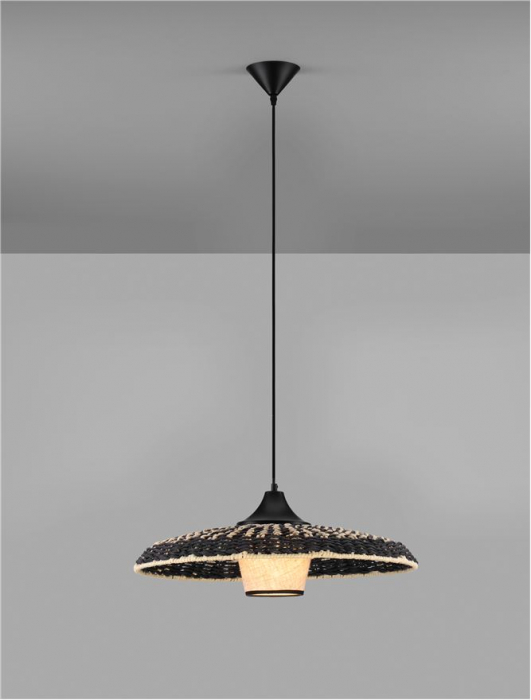 Pendul Nova Luce CAPA 9586520 E27 1x12W    Colorful Natural Rattan Black Fabric W ire & Base   IP20 [3]