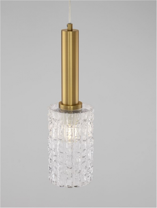 Pendul Nova Luce CERTA 9009273 E27 1x12W    Brass Gold Metal & Clear Structured Glass  IP20 [5]