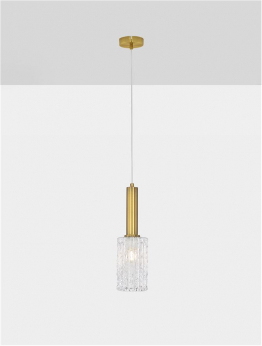 Pendul Nova Luce CERTA 9009273 E27 1x12W    Brass Gold Metal & Clear Structured Glass  IP20 [4]