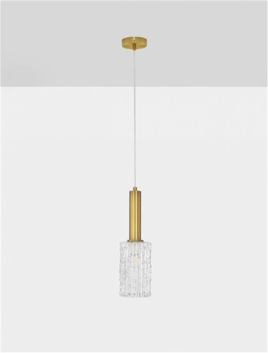 Pendul Nova Luce CERTA 9009273 E27 1x12W    Brass Gold Metal & Clear Structured Glass  IP20 [3]