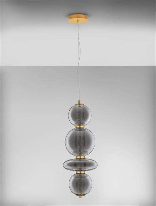 Pendul Nova Luce NAVI 9186952 LED 20W 3000K 2601lm Brass Gold & smokey gray glass   IP20 [3]