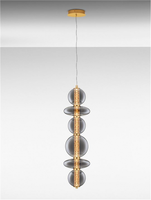 Pendul Nova Luce COEN 9186953 LED 27W 3000K 3201lm Brass Gold & smokey gray glass   IP20 [4]