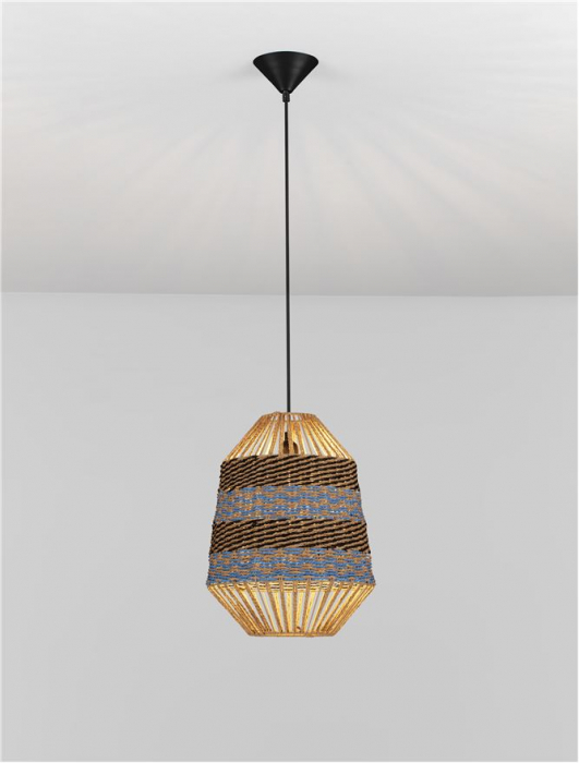 Pendul Nova Luce COPOS 9586609 Natural, Blue & Black Rope Sandy Black Steel Base E27 1x12W IP20 [4]