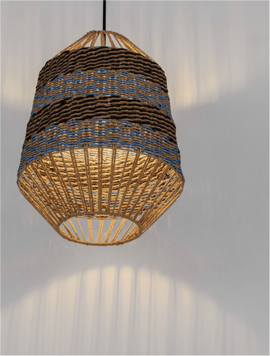 Pendul Nova Luce COPOS 9586609 Natural, Blue & Black Rope Sandy Black Steel Base E27 1x12W IP20 [5]