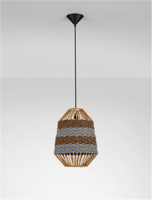 Pendul Nova Luce COPOS 9586609 Natural, Blue & Black Rope Sandy Black Steel Base E27 1x12W IP20 [3]
