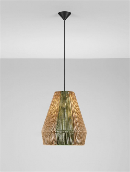 Pendul Nova Luce DENA 9586603 Natural & Green Rope Sandy Black Steel Base E27 1x12W IP20 [4]